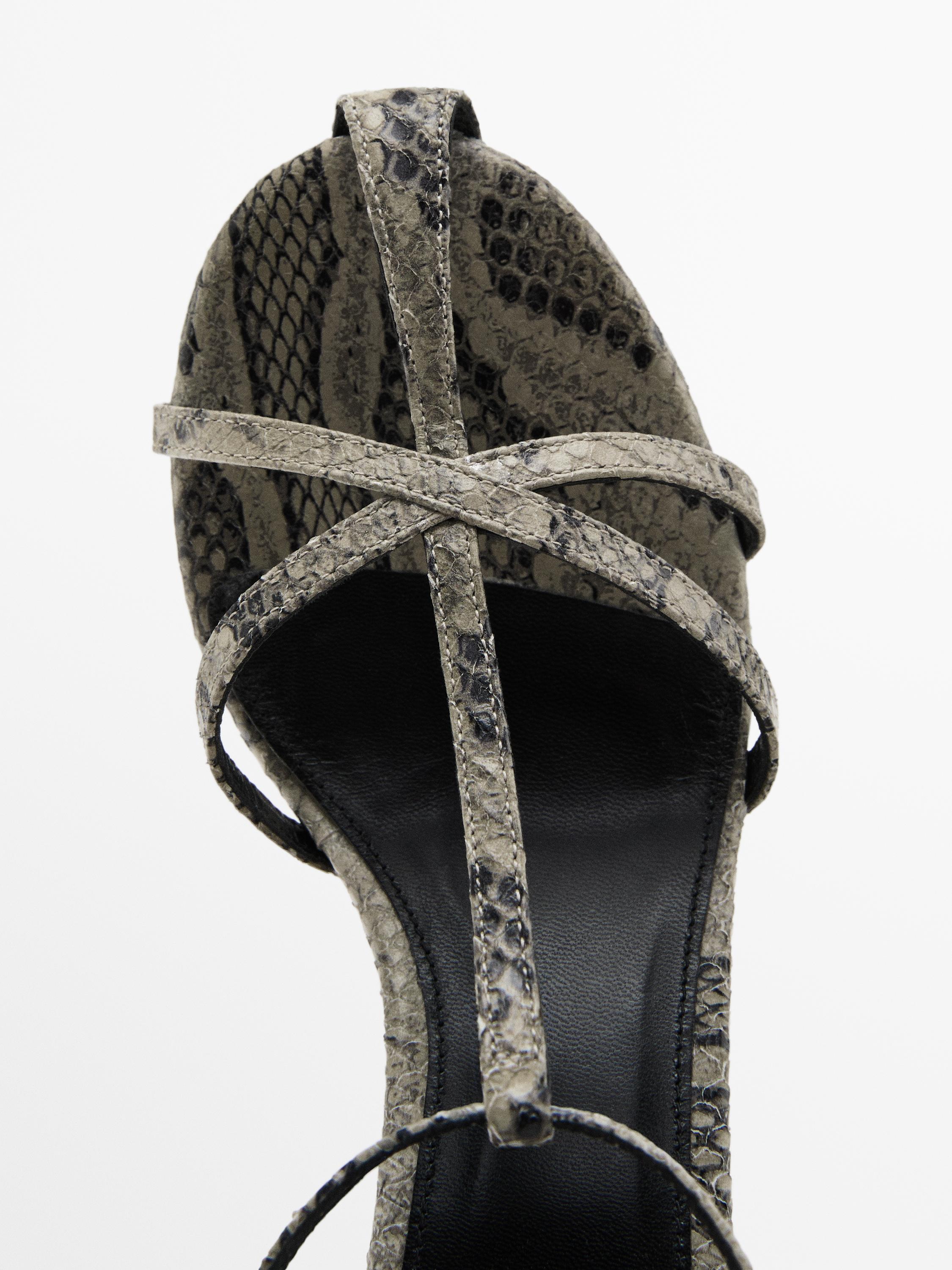 Printed heeled sandals